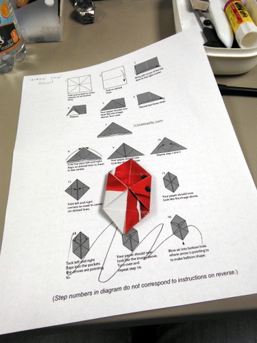 Origami instructions with origami cube